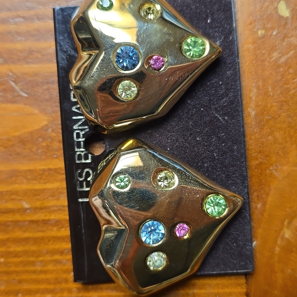 Les Bernard Valentino Couture heart fruit basket clip on earrings Gold Tone 55 - Picture 2 of 5